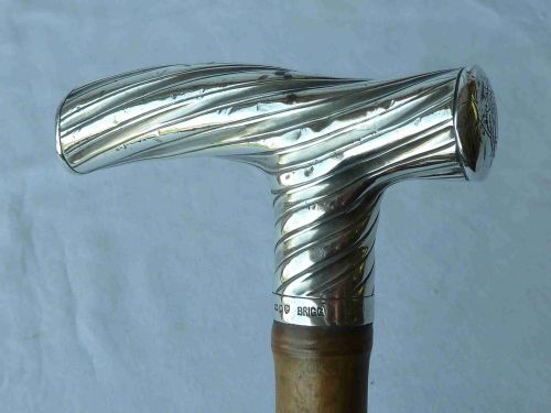 1890 SILVER HANDLE BRIGG WALKING STICK HALLMARKED VICTORIAN BAMBOO - ADDITIONAL PHOTO 3