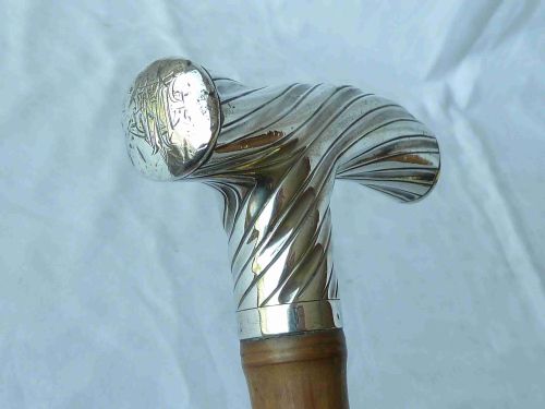 1890 SILVER HANDLE BRIGG WALKING STICK HALLMARKED VICTORIAN BAMBOO - ADDITIONAL PHOTO 7