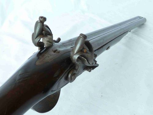 RW LONDON DOUBLE BARRELLED FLINTLOCK SHOTGUN CARBINE COACHING SMALL CHILDS SHOT GUN - ADDITIONAL PHOTO 4