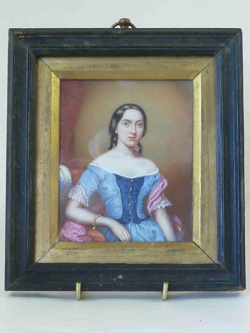 victorian portrait miniature young lady g marshall mather scottish painting - CATEGORY: ANTIQUE ART - DATED REGENCY
