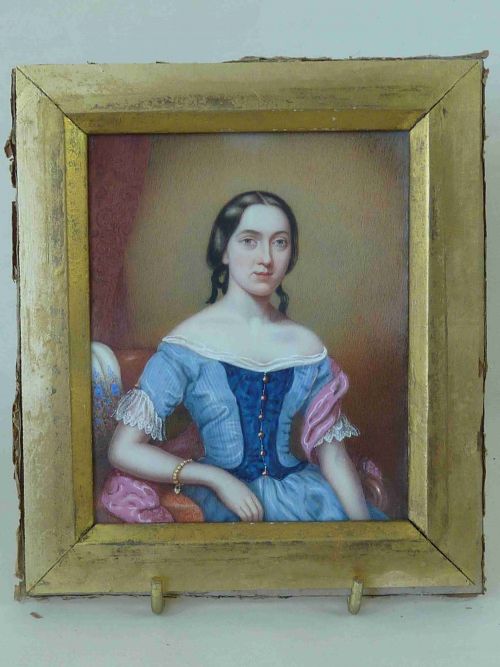 VICTORIAN PORTRAIT MINIATURE YOUNG LADY G MARSHALL MATHER SCOTTISH PAINTING - ADDITIONAL PHOTO 1
