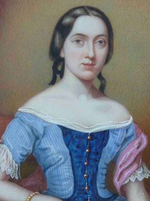 VICTORIAN PORTRAIT MINIATURE YOUNG LADY G MARSHALL MATHER SCOTTISH PAINTING - ADDITIONAL PHOTO 4