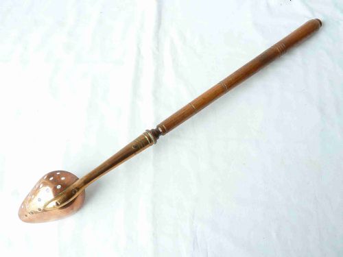 VICTORIAN COPPER STRAINING SPOON ASH TREEN - ADDITIONAL PHOTO 1