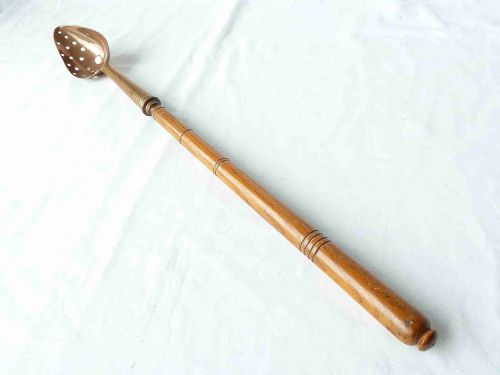VICTORIAN COPPER STRAINING SPOON ASH TREEN - ADDITIONAL PHOTO 2