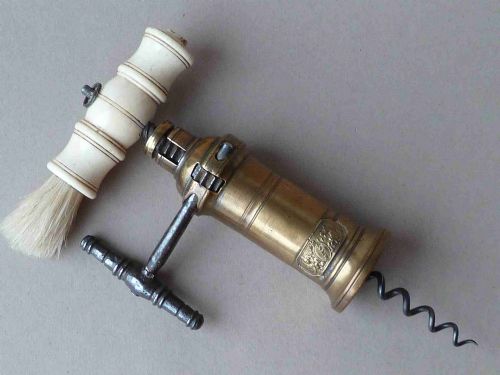 english thomason patent kings corkscrew london rack bronze bone brush - CATEGORY: ANTIQUE METAL - DATED GEORGIAN