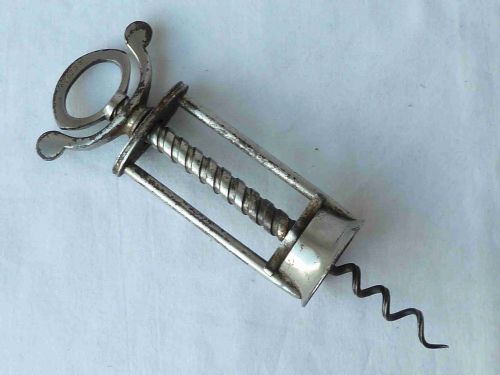 english wingnut two pillar steel corkscrew - CATEGORY: ANTIQUE METAL - DATED 19TH CENTURY