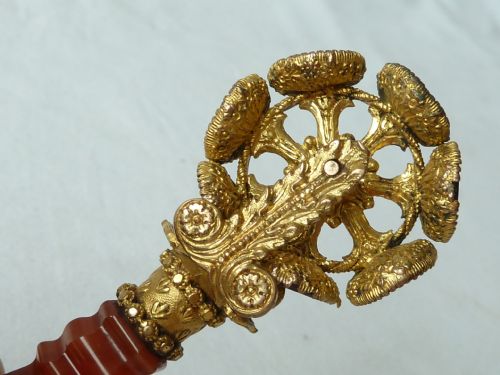 WHEEL SEAL GILT BRASS AGATE GLASS VICTORIAN LETTER WAX INTAGLIO - ADDITIONAL PHOTO 14