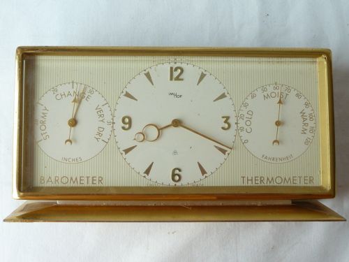 IMHOF 8 DAY SWISS BRASS DESK CLOCK BAROMETER THERMOMETER WEATHER STATION - ADDITIONAL PHOTO 4