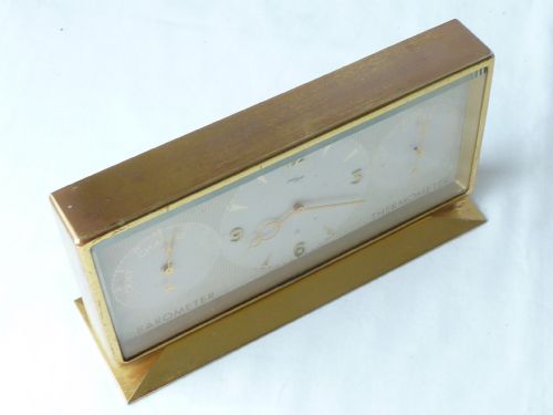 IMHOF 8 DAY SWISS BRASS DESK CLOCK BAROMETER THERMOMETER WEATHER STATION - ADDITIONAL PHOTO 5