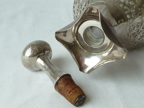 CHINESE EXPORT SILVER OVERLAY DRAGON DIMPLE GLASS DECANTER TACK HING HAIG WHISKY - ADDITIONAL PHOTO 5