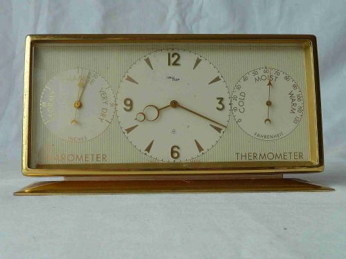 IMHOF 8 DAY SWISS BRASS DESK CLOCK BAROMETER THERMOMETER WEATHER STATION - ADDITIONAL PHOTO 1