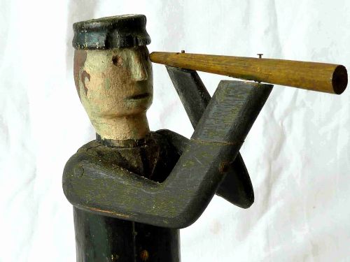 ORIGINAL NAIVE PAINTED WOOD SAILOR FIGURE NAVY ENGLISH AMERICAN FOLK ART - ADDITIONAL PHOTO 4