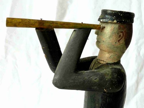 ORIGINAL NAIVE PAINTED WOOD SAILOR FIGURE NAVY ENGLISH AMERICAN FOLK ART - ADDITIONAL PHOTO 5