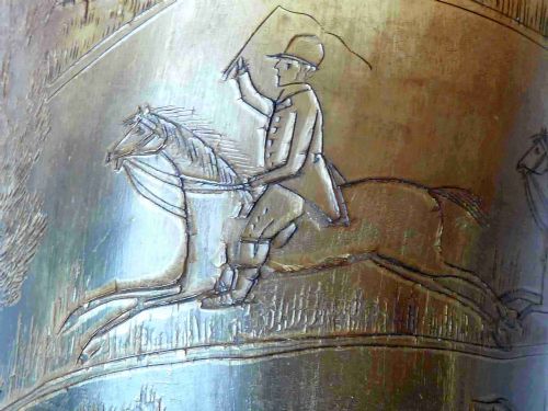 SCRIMSHAW ENGRAVED HORN CUP FOX HUNT HOUNDS LATE GEORGIAN EARLY VICTORIAN - ADDITIONAL PHOTO 7
