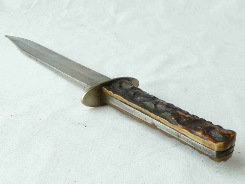 WINGFIELD ROWBOTHAM CO ENGLISH BOWIE KNIFE STAG HORN ANTLER - ADDITIONAL PHOTO 5