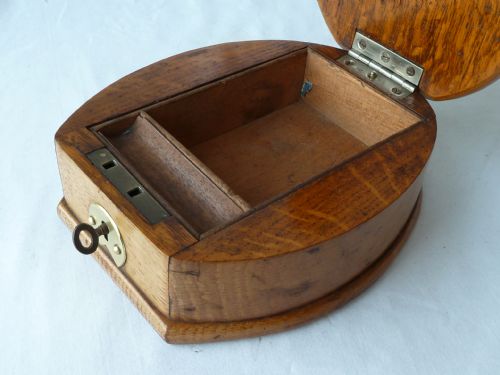 HORSE SHOE PLAYING CARDS BOX CRIBBAGE BOARD CRIB BRASS OAK VICTORIAN - ADDITIONAL PHOTO 5