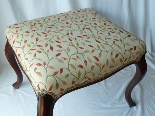 ORIGINAL VICTORIAN MAHOGANY CABRIOLE LEG SERPENTINE STOOL - ADDITIONAL PHOTO 3