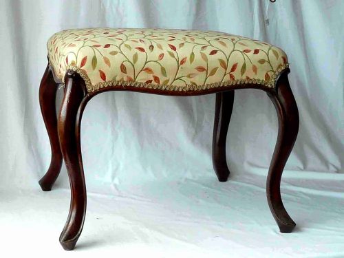 original victorian mahogany cabriole leg serpentine stool - CATEGORY: ANTIQUE STOOLS - DATED 1860