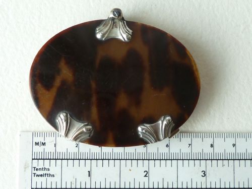GEORGIAN SILVER TORTOISESHELL HORN OVAL MAGNIFYING GLASS LENS LOUPE - ADDITIONAL PHOTO 2