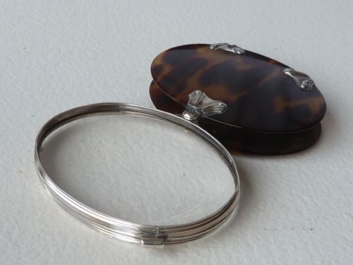 GEORGIAN SILVER TORTOISESHELL HORN OVAL MAGNIFYING GLASS LENS LOUPE - ADDITIONAL PHOTO 3