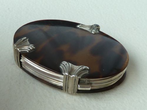 GEORGIAN SILVER TORTOISESHELL HORN OVAL MAGNIFYING GLASS LENS LOUPE - ADDITIONAL PHOTO 4