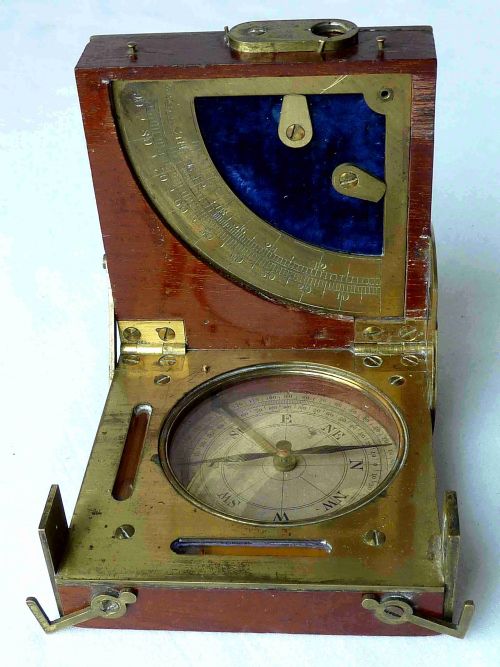 HENNESSY SWANSEA CLINOMETER SURVEYORS SIGHTING COMPASS ALIDADE COMPENDIUM ANTIQUE - ADDITIONAL PHOTO 1