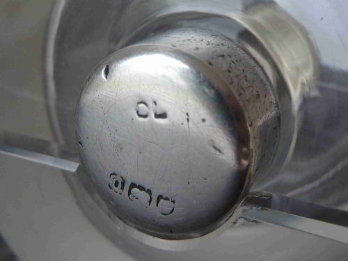 VICTORIAN STERLING SILVER GLASS POSTAGE STAMP MOISTENER WETTER 1889 - ADDITIONAL PHOTO 3