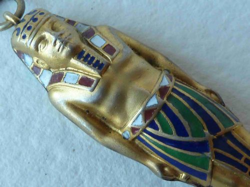EGYPTIAN PHARAOH NOVELTY SILVER ENAMEL PROPELLING PENCIL FOB PENDANT - ADDITIONAL PHOTO 1