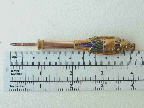 EGYPTIAN PHARAOH NOVELTY SILVER ENAMEL PROPELLING PENCIL FOB PENDANT - ADDITIONAL PHOTO 5