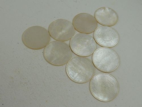 50 CHINESE MOP GAMING COUNTERS MOTHER OF PEARL GAMBLING GEORGIAN - ADDITIONAL PHOTO 7