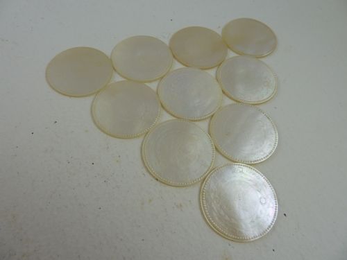 50 CHINESE MOP GAMING COUNTERS MOTHER OF PEARL GAMBLING GEORGIAN - ADDITIONAL PHOTO 8