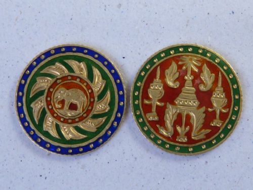 RAMA IV BAHT GOLD ENAMEL COIN CUFFLINKS THAILAND - ADDITIONAL PHOTO 2