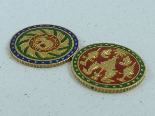 RAMA IV BAHT GOLD ENAMEL COIN CUFFLINKS THAILAND - ADDITIONAL PHOTO 3