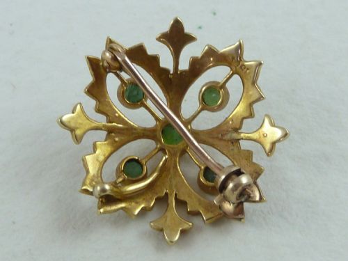 VICTORIAN 15K GOLD PENDANT BROOCH SPLIT SEED PEARLS PERIDOT BOXED HALLMARKED - ADDITIONAL PHOTO 2
