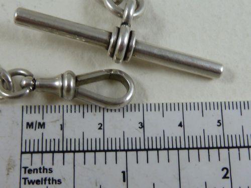 STERLING SILVER ALBERT POCKET WATCH GIANT TROMBONE LINK CHAIN 1899 - ADDITIONAL PHOTO 5