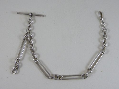 STERLING SILVER ALBERT POCKET WATCH GIANT TROMBONE LINK CHAIN 1899 - ADDITIONAL PHOTO 7