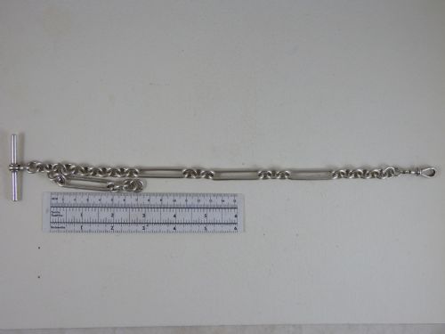 STERLING SILVER ALBERT POCKET WATCH GIANT TROMBONE LINK CHAIN 1899 - ADDITIONAL PHOTO 8