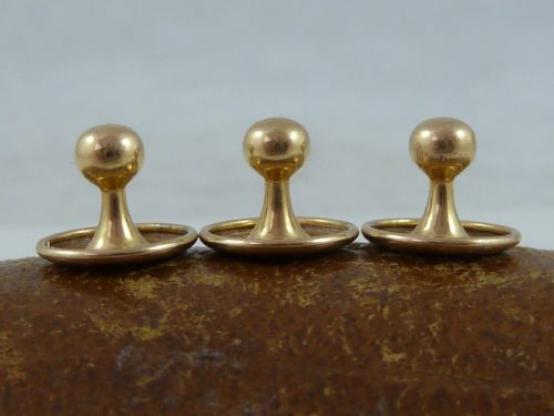 VICTORIAN 18K YELLOW GOLD BOXED SHIRT COLLAR DRESS STUDS SET 3 - ADDITIONAL PHOTO 4