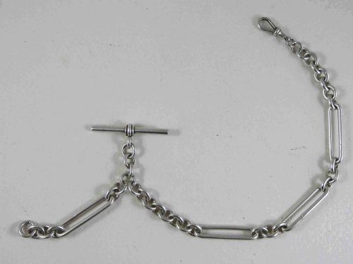 sterling silver albert pocket watch giant trombone link chain 1899 - CATEGORY: ANTIQUE JEWELLERY - DATED 1890