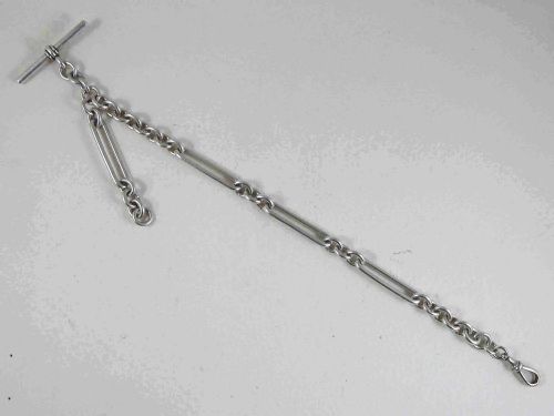 STERLING SILVER ALBERT POCKET WATCH GIANT TROMBONE LINK CHAIN 1899 - ADDITIONAL PHOTO 1