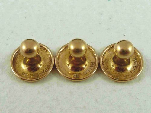 VICTORIAN 18K YELLOW GOLD BOXED SHIRT COLLAR DRESS STUDS SET 3 - ADDITIONAL PHOTO 3