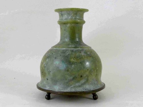 huqqa hookah vase water pipe green soapstone brass indian mughal - CATEGORY: ANTIQUE MISCELLANEOUS - DATED 1850