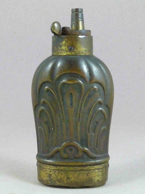 PALMETTE THREE WAY PISTOL FLASK COPPER POWDER PERCUSSION CAPS BALLS GUN ANTHEMION - ADDITIONAL PHOTO 1