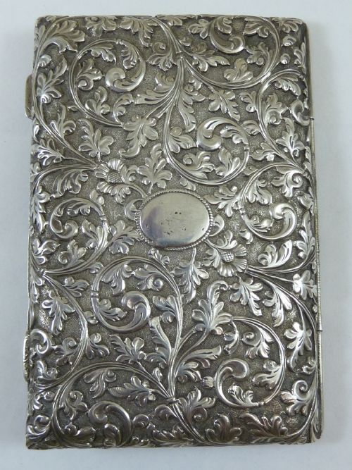 ANGLO INDIAN REPOUSSE SILVER CIGARETTE CASE GANESH CUTCH ELEPHANT - ADDITIONAL PHOTO 3