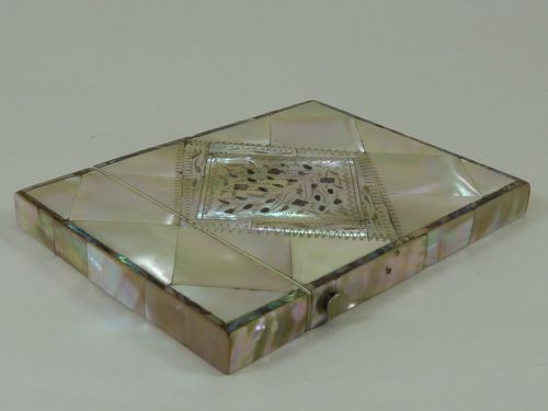 ENGLISH VICTORIAN MOP ABALONE VISITING CALLING CARD CASE MOTHER OF PEARL TREE OF LIFE - ADDITIONAL PHOTO 3