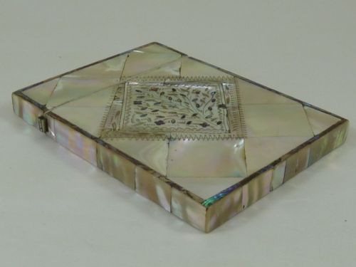 ENGLISH VICTORIAN MOP ABALONE VISITING CALLING CARD CASE MOTHER OF PEARL TREE OF LIFE - ADDITIONAL PHOTO 4