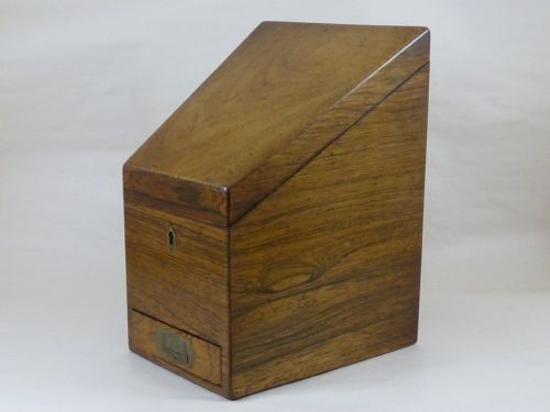 ROSEWOOD DESK TOP STATIONARY WRITING CABINET MAKERS LABEL F WALLER - ADDITIONAL PHOTO 7