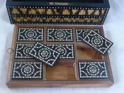 ANGLO INDIAN CEYLON PORCUPINE QUILL BOX JEWELLERY TREASURE BONE EBONY - ADDITIONAL PHOTO 4