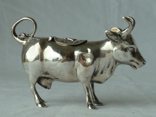 COW CREAMER GERMAN NOVELTY 930 SILVER CREAM JUG MODEL - ADDITIONAL PHOTO 3