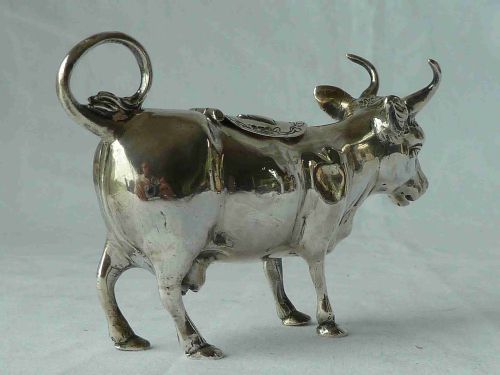 COW CREAMER GERMAN NOVELTY 930 SILVER CREAM JUG MODEL - ADDITIONAL PHOTO 2